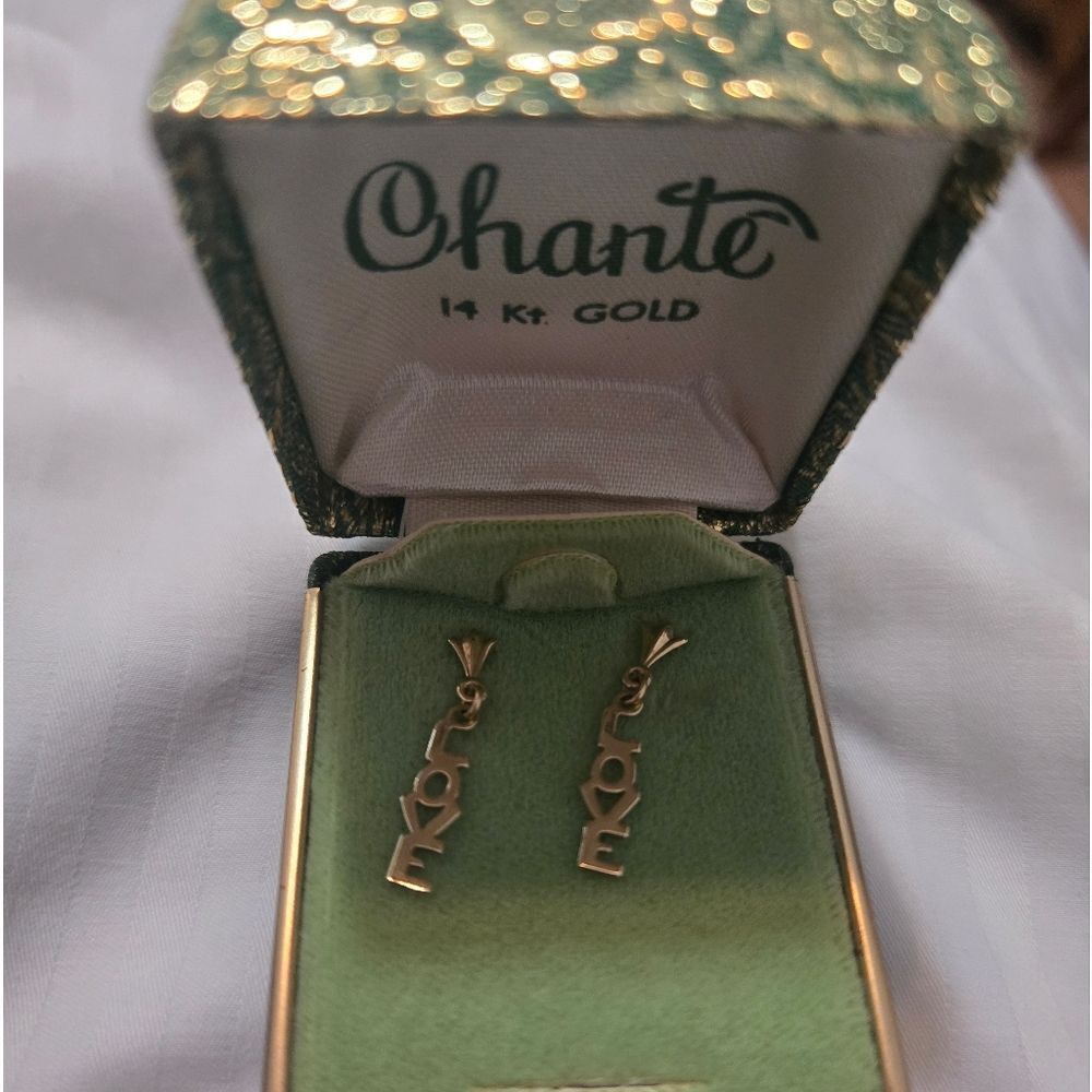 14k Gold LOVE Dangle Earrings
